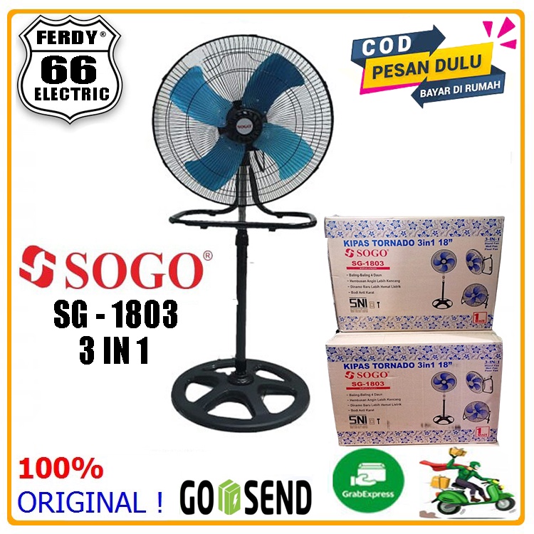 Kipas Angin Tornado 3 in 1 18" Kipas Angin Berdiri/Stand Fan SOGO SG-1803