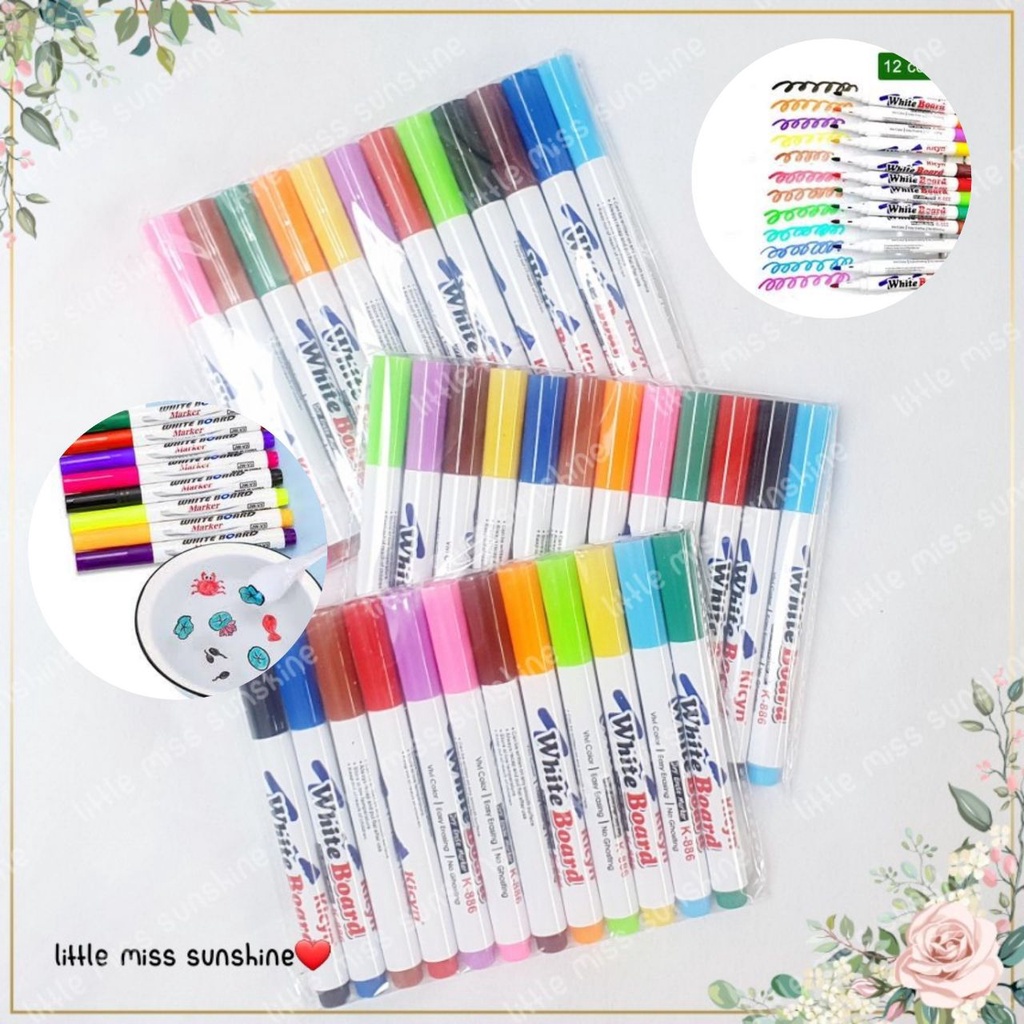 Spidol Magic 1 set isi 12 warna Boardmaker Unik Bisa Mengapung Mengambang Seni Edukatif Spidol Mainan Edukasi Anak Kerajinan Seni Anak Air Mengapung Magic Marker Tato Media Gambar Magic Media Permukaan Water Keramik Grosir Termurah Little Miss Sunshine