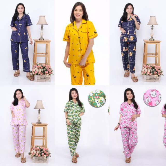 PIYAMA KATUN JEPANG KARAKTER BAJU TIDUR CELANA PANJANG