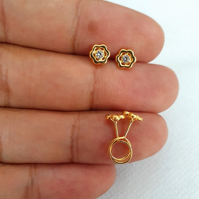 anting tusuk toge bunga variasi mata ad emas 70% 700 70 %
