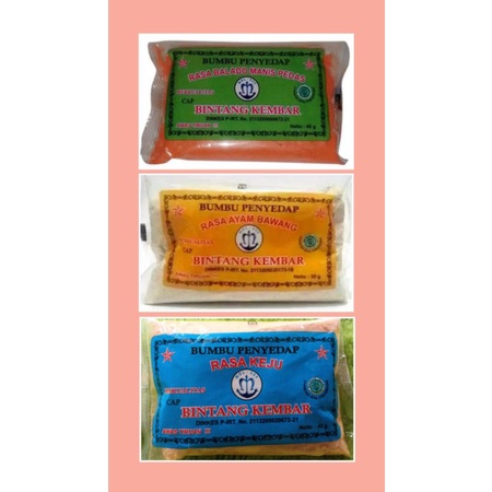 

Bumbu Penyedap MDL Cap Bintang kembar 50 gram Ayam Bawang Balado Keju