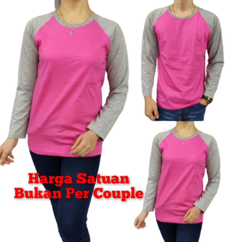 Kaos Couple Pasangan Pria Wanita Kaos Kapel Pacar Pink Kombinasi Abumisty Lengan Panjang Ukuran Dewa