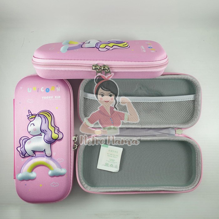 

(BISA COD) Kotak Tempat Pensil Timbul 3D EVA Anak Sekolah Kuat Awet dan Murah - Unicorn Pink