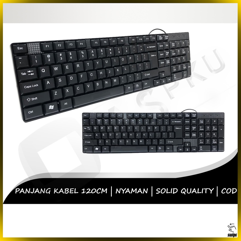 Keyboard Wired Full Size Komputer Laptop Mousepad Mouse Office Kantor Kerja Kuliah Standard Tipis