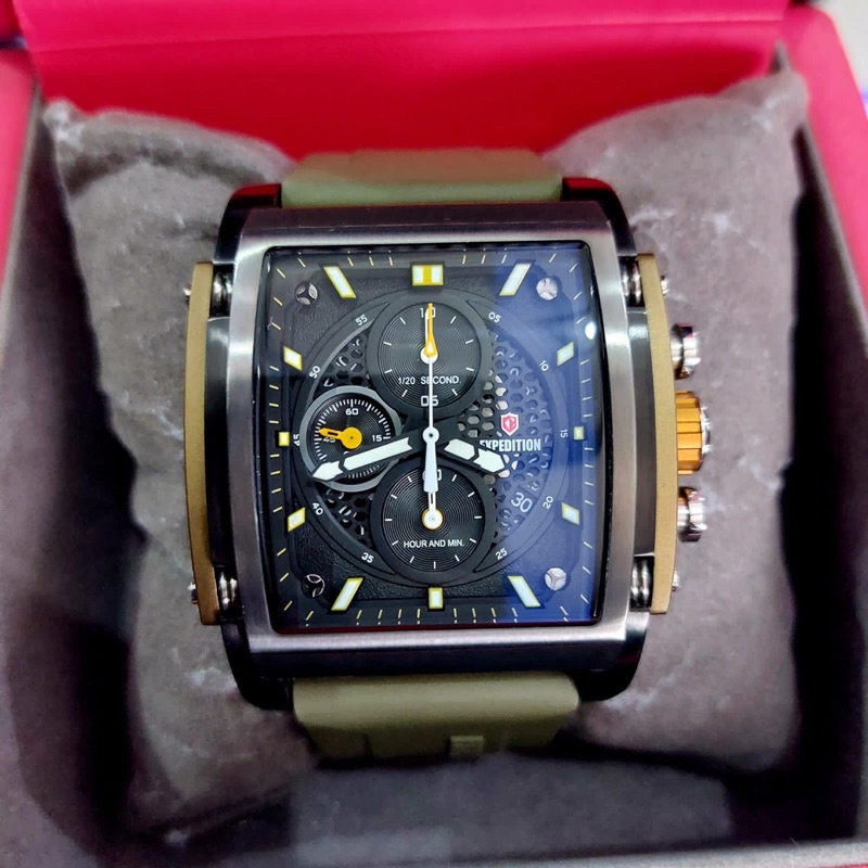jam tangan cowok Exp hijau army E6798M