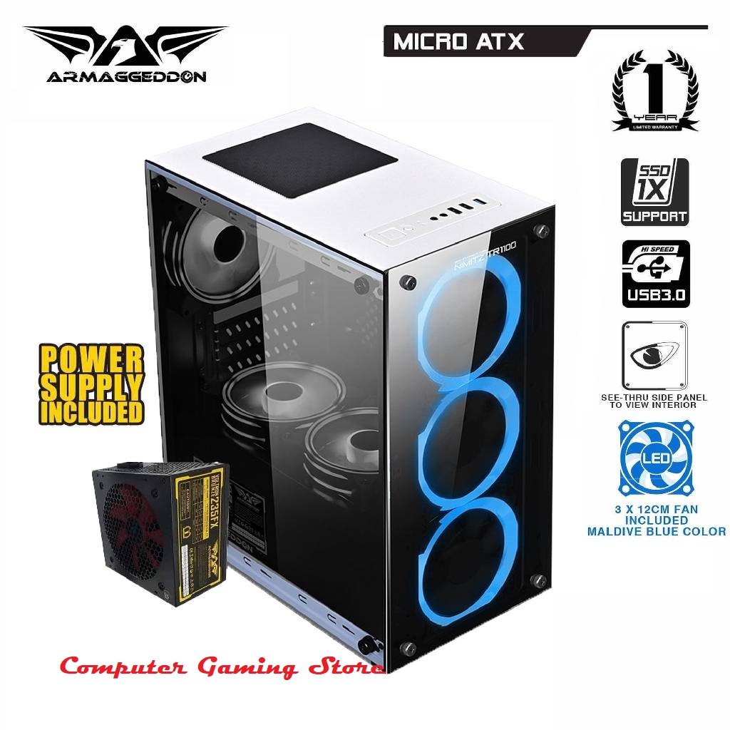 ARMAGGEDDON NIMITZ TR1100 - PC CASE WITH PSU | Bonus 3  FAN I