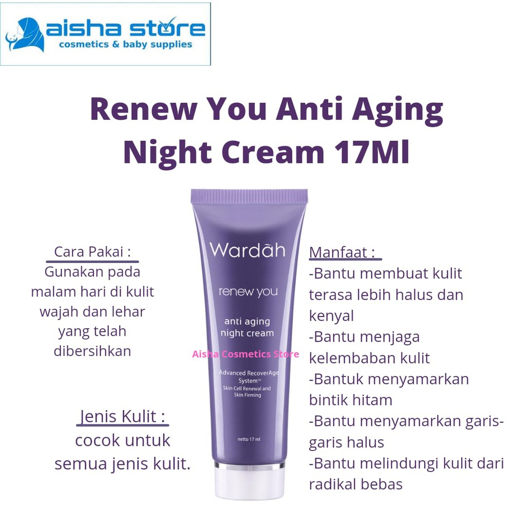 [BPOM] Wardah Renew you Anti Aging Day/Night Cream 17 Ml Krim Siang/ Malam / Perawatan Wajah