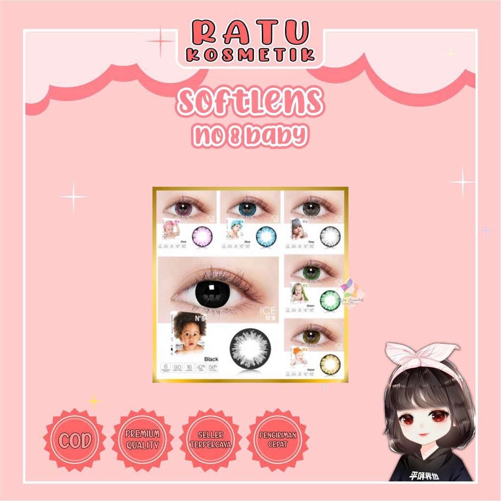 ❤ RATU ❤ Softlens Ice N8 Baby Normal | Soflens Ice N8 Big Eyes Dia 16mm