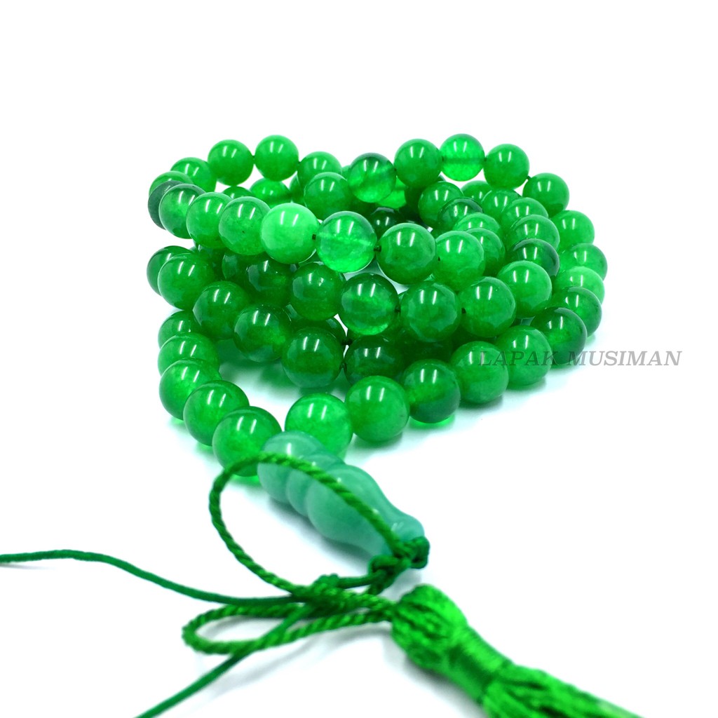 [Bayar di Tempat] Tasbih Batu Giok Hijau Asli Natural 99 Butir 10MM