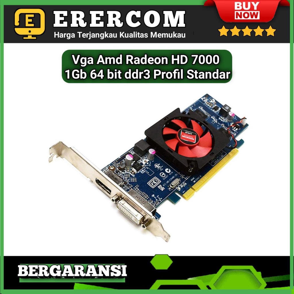 Vga card Pc Amd Radeon HD 7000 1 gb 64 bit ddr 3 Profil Standar Mantap Murah
