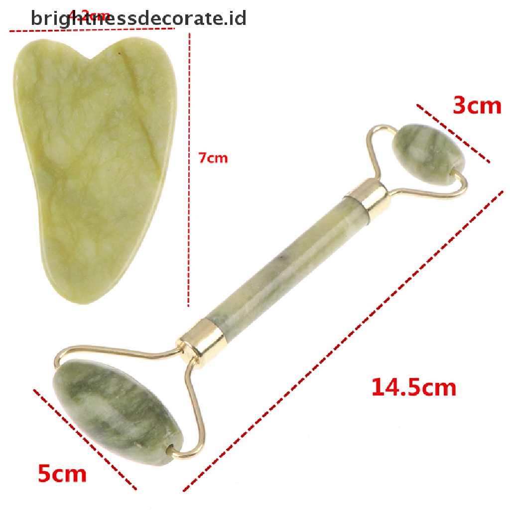Alat Pijat Roller Gua Sha Giok Alami Dengan Batu Untuk Wajah