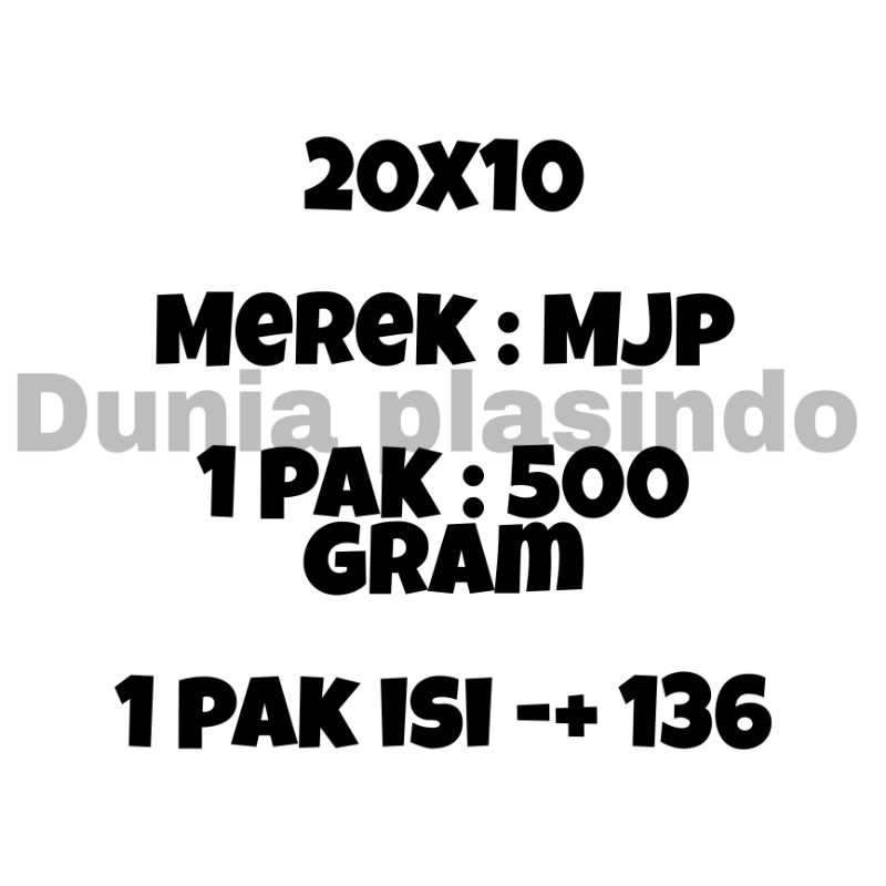 Plastik PP Bening MJP Tebal 08 Uk 20x10 Plastik Kemasan Packing Snack