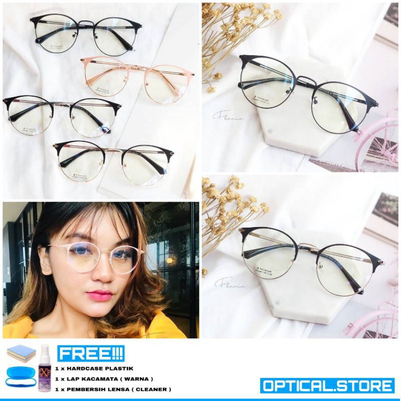 PAKET LENSA MINUS Frame Kacamata 0082 | Frame Kaca Mata Fashion Cewek | Kacamata Anti Radiasi UV