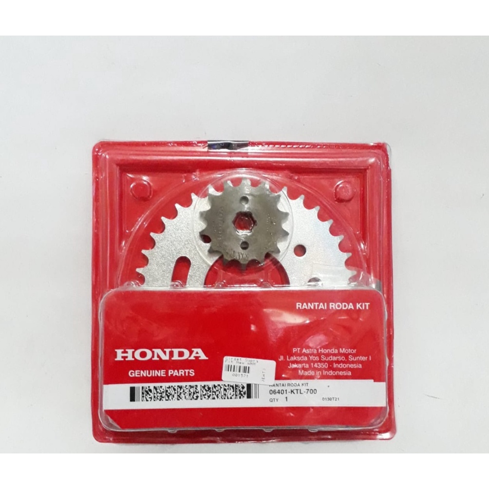 Gear set rantai Rantai Roda Kit (Drive Chain Kit) SUPRA 125 , KARISMA , REVO LAMA, SUPRA FIT NEW Original AHM