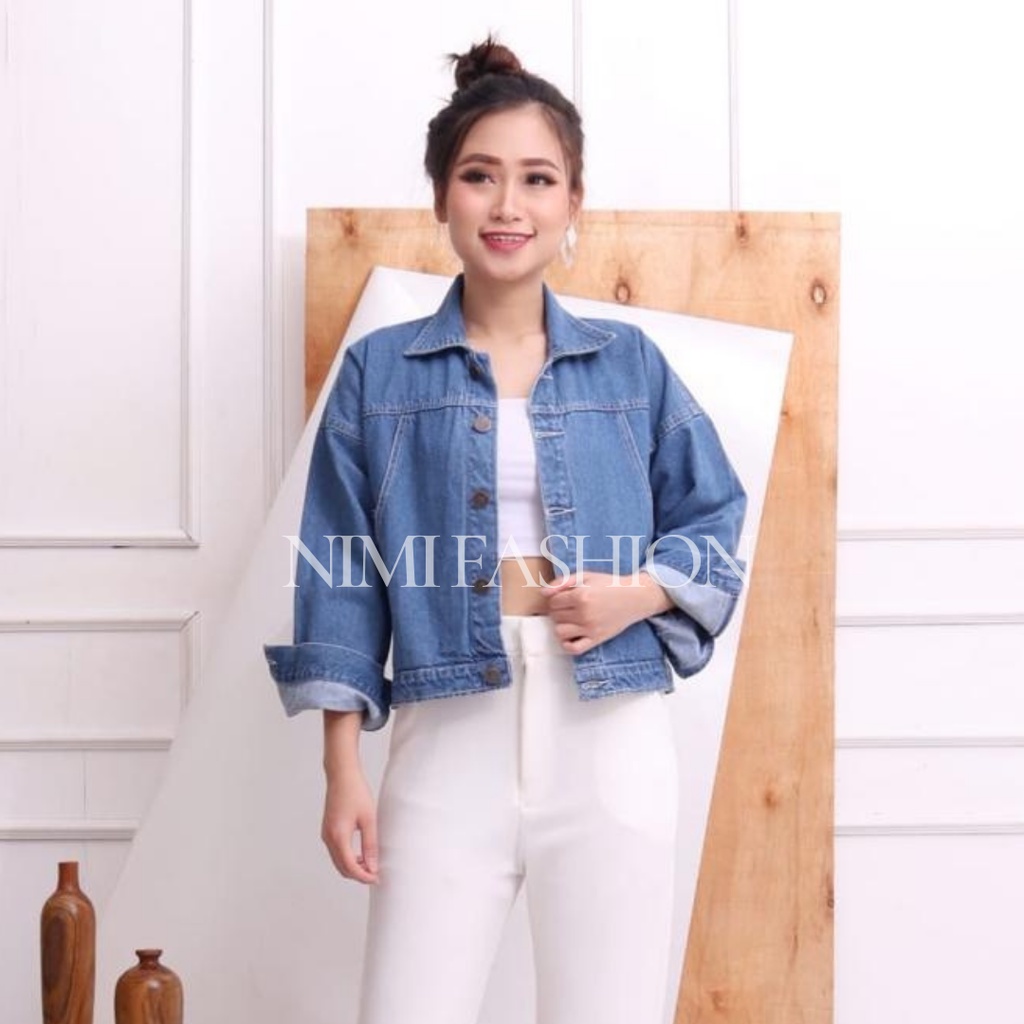 Jaket Jeans Crop / Jaket Denim Wanita Model Crop Kancing Depan Belakang Hidup