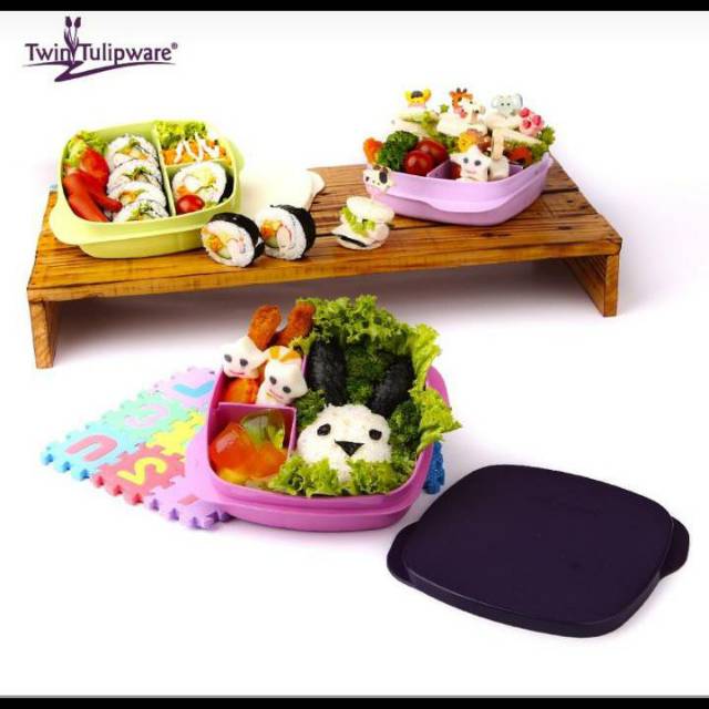 Tempat makan trio box tulipware