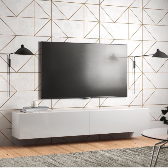 Latopia Milla Custom Edition - Meja TV Minimalis Modern 220 cm X 30 cm X 30 cm Scandinavian / Lemari