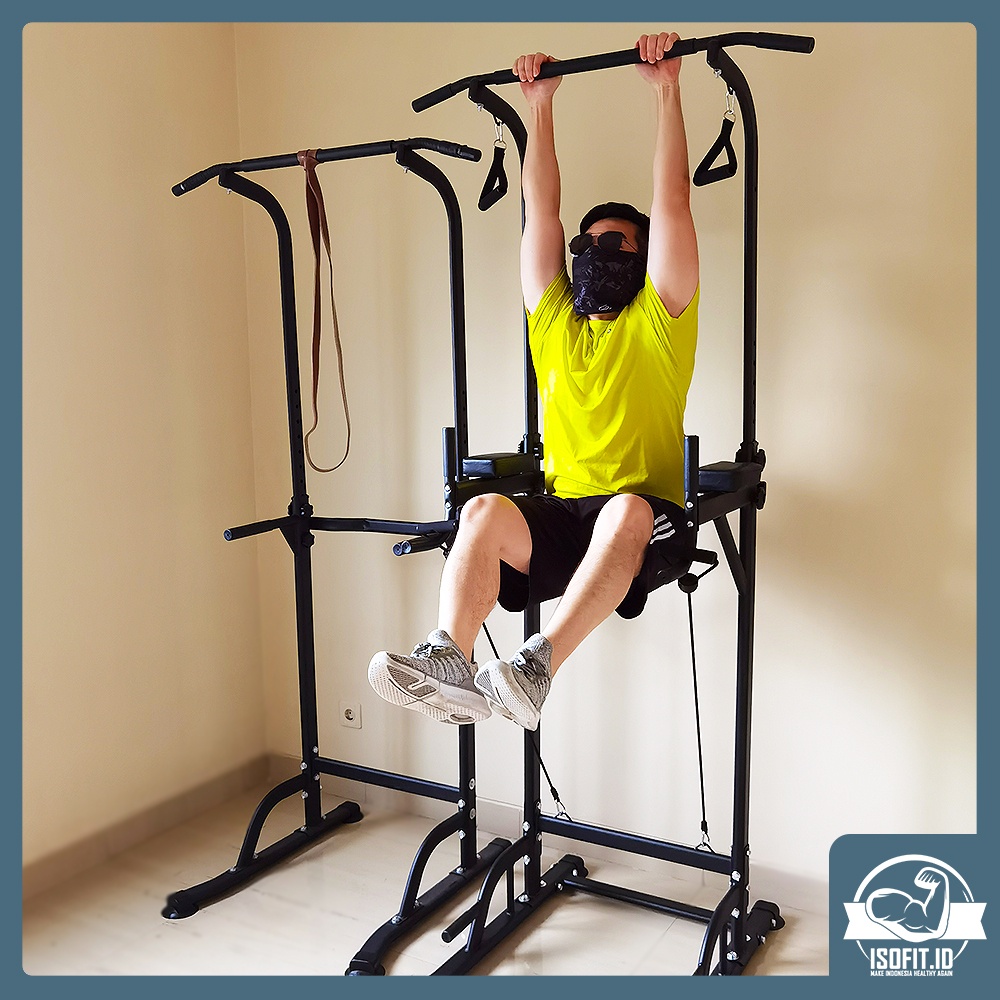 Isofit.id All In One Adjustable Premium Pull Up Hanging Bar / Dipping / Chin Up Bar Multifunction