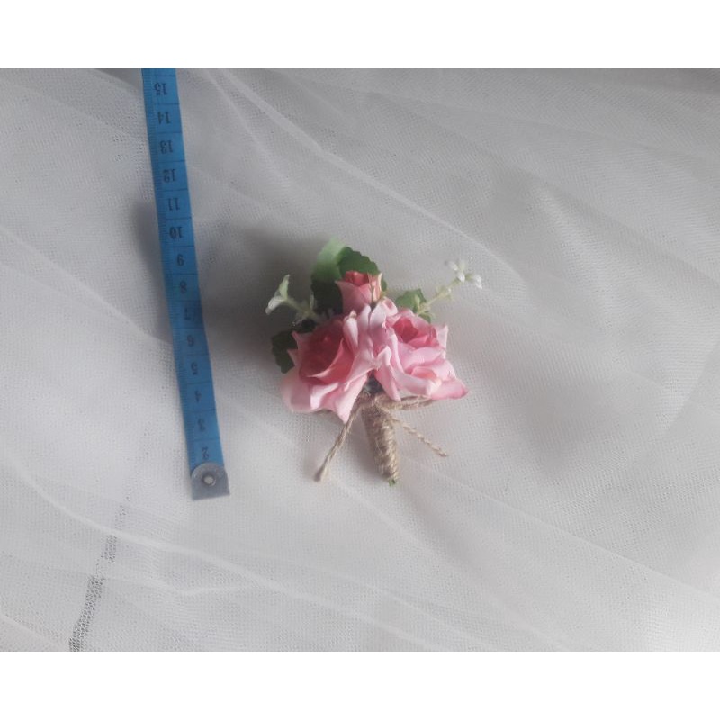 Corsage korsase bunga jas bunga dada pin bros penanda panitia-Mawar 3 pink cerah