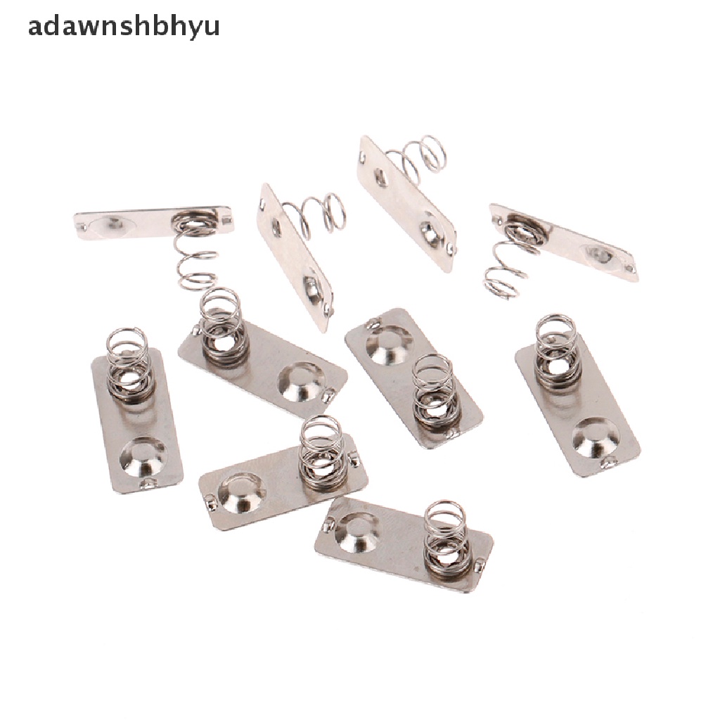 Adawnshbhyu 10pcs/21x9mm Baterai Logam Pengganti Plat Kontak Pegas slot Perak