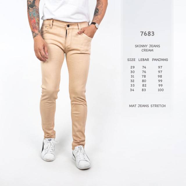 7683 CELANA PRIA JEANS SLIMFIT CELANA COWOK JEANS CREAM CELANA JEANS SKINNY STRETCH