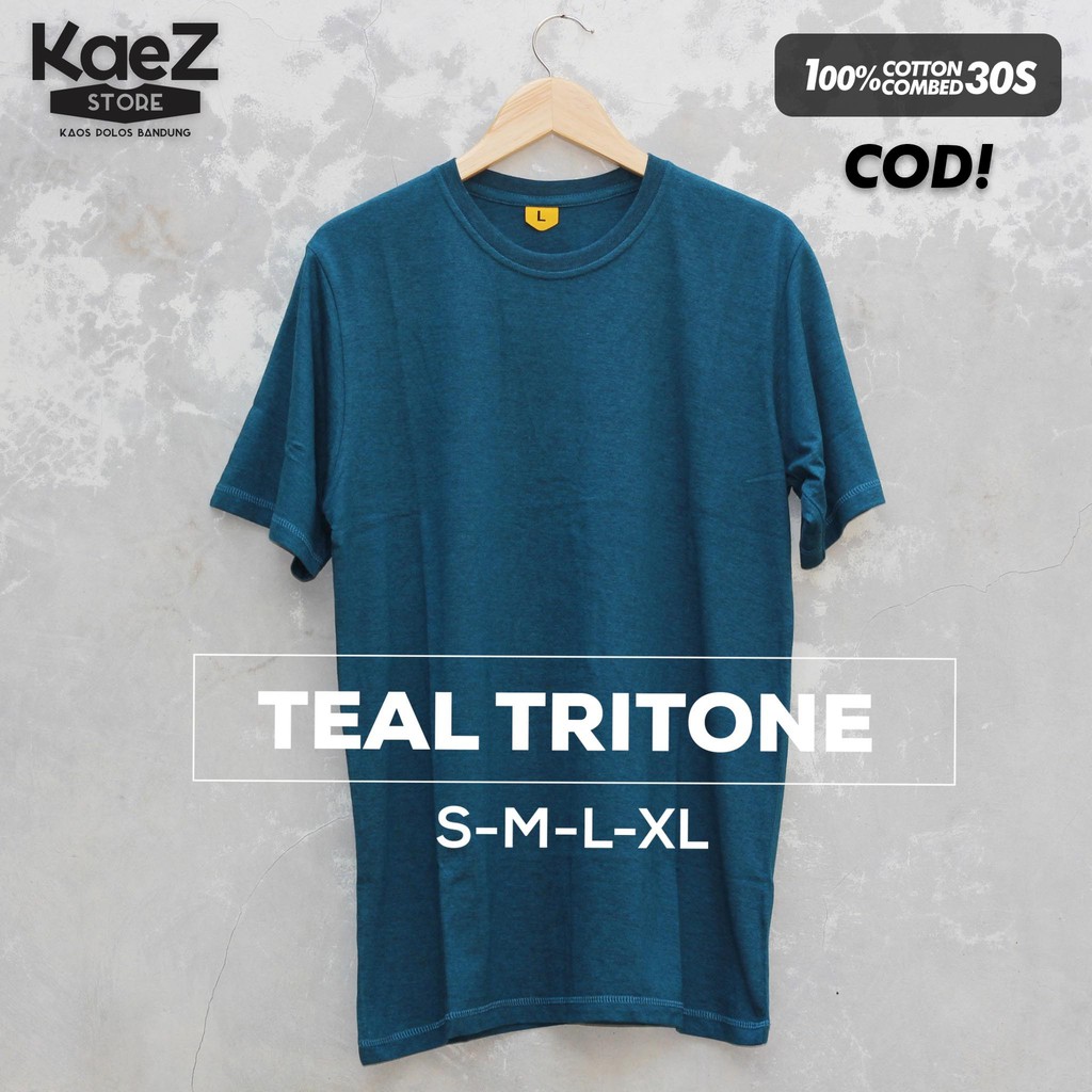 Baju Kaos Polos Lengan Pendek TEAL TRITONE Tosca Toska Cewek Cowok Cotton Combed 30s