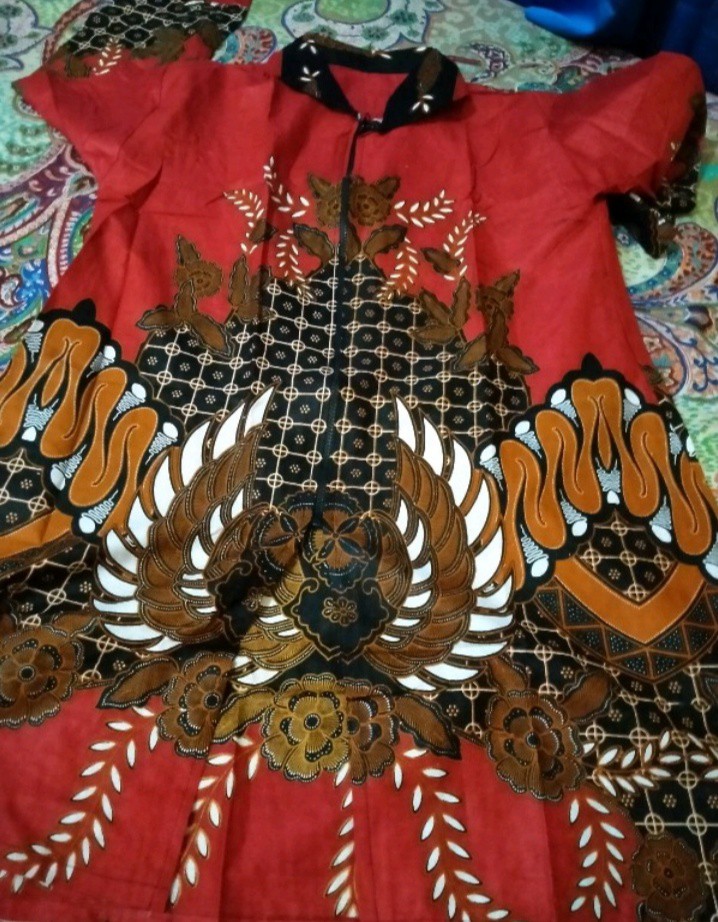 Baju Batik Seragam Kantor Pria Dan Wanita Batik Couple Maura Sania Ruffle  Pasangan