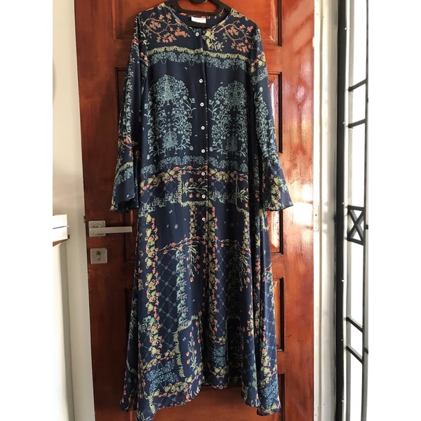 Preloved riamiranda Gangga long tunik size L navy like new mulus spt baru