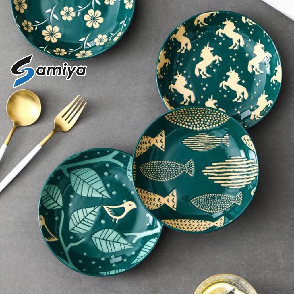 dessert ceramic dinner plate 3D hand painted / piring saji keramik snack kue buah salad steak