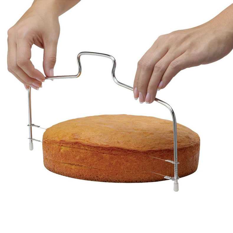 Pemotong Kue Adjustable Wire Cake Cutter Slicer Leveler / Alat Potong Pembelah Pemotong Kue Bolu Tart Bolu Cake Brownies Lapis Legit Roti Ultah Ulang Tahun Adonan Adjustable / Pengiris Kue Bolu / Alat Bantu Potong Kue Murah Original