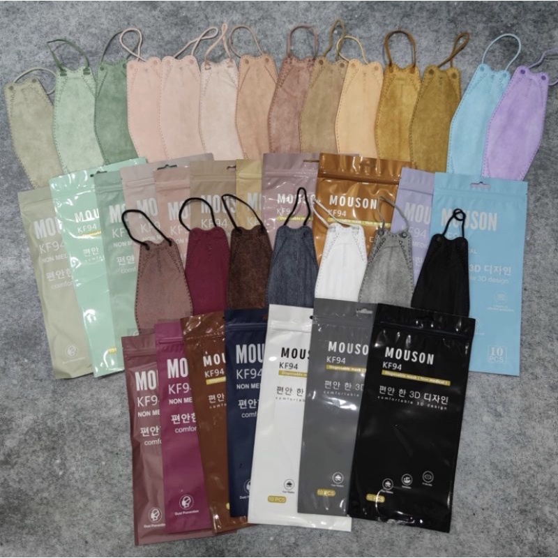 ❤️SP❤️ Masker KF94 mouson polos dan halloween motif isi 10 / Warna Lengkap / Masker Hitam putih nude matcha brown grey galaxy ombre lilac pink jeans