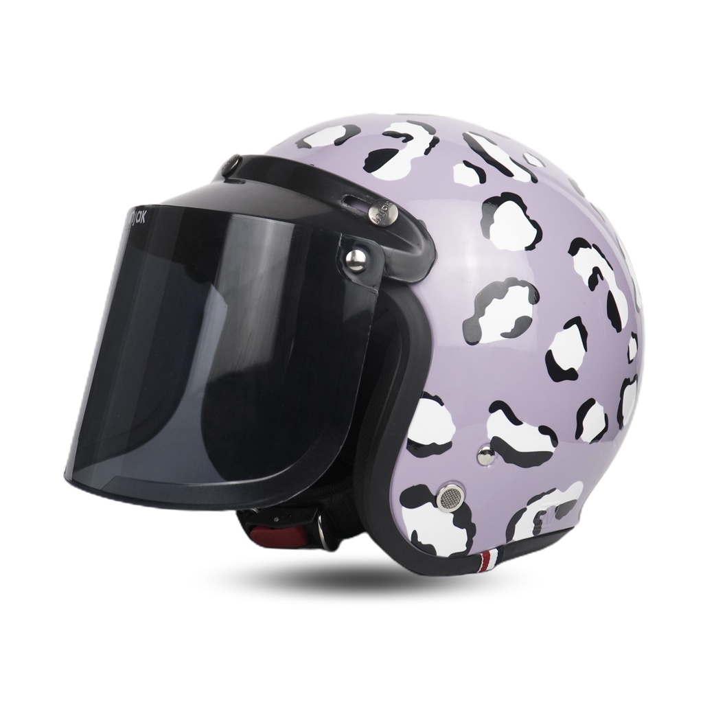 Helm Bogo Dewasa Cewek Full Leher SNI Aesthetic Leopard