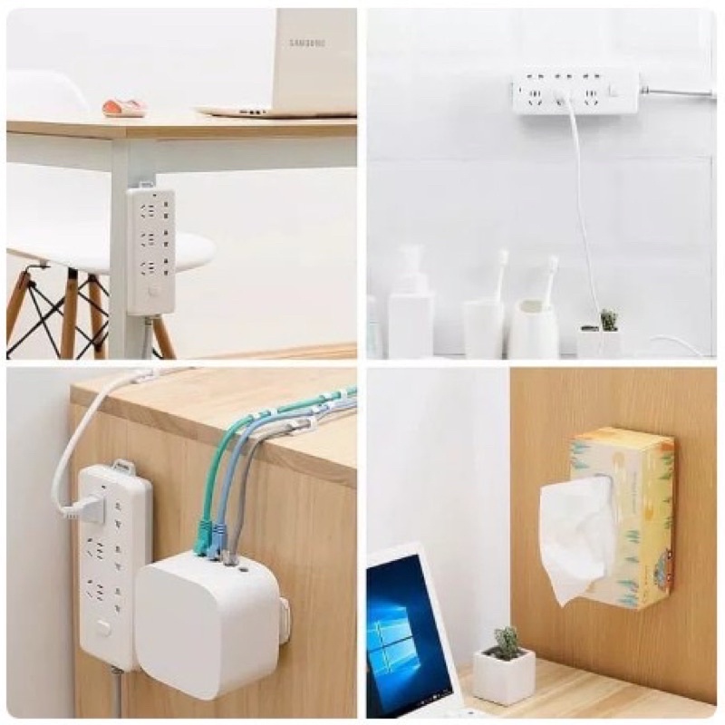 Gantungan Stop Kontak Papan Holder Tempat Tempel Menempel Colokan / Barang di Dinding Serbaguna Power Plug Socket Alat Gantung Perekat Remote TV AC Router Wifi Rak Kabel Extension Tempelan Hook Wall Hanger Organizer Adhesive Strip Slide Sliding