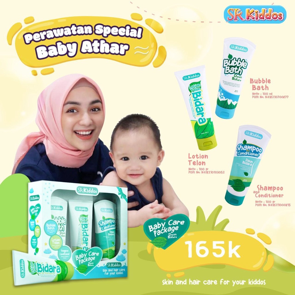 SR12 Baby Care Package Daun Bidara Lotion Telon Bubble Bath Shampoo Conditioner Kado Bayi Gift Set Hampers Baby Bayi BPOM