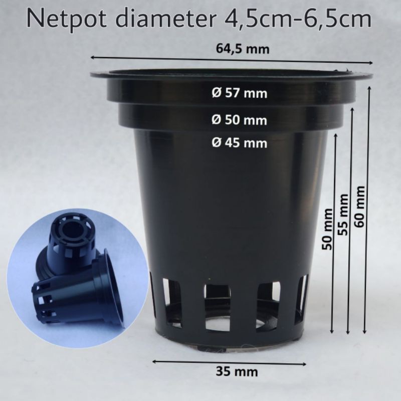 Netpot Hidroponik Diameter 4.5-6.4 cm Tinggi 6 cm untuk Tanaman
