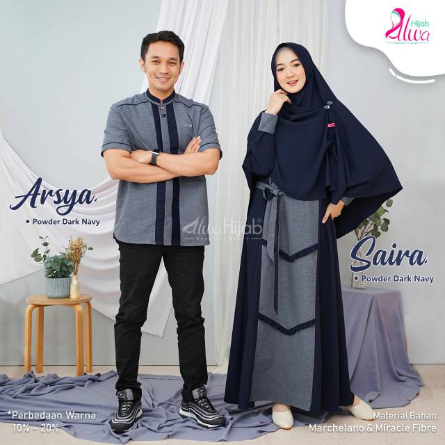 COUPLE ARSYA SAIRA ORI BY ALWA HIJAB Gamis Set Couple Koko Suami Isteri Fashion Muslim