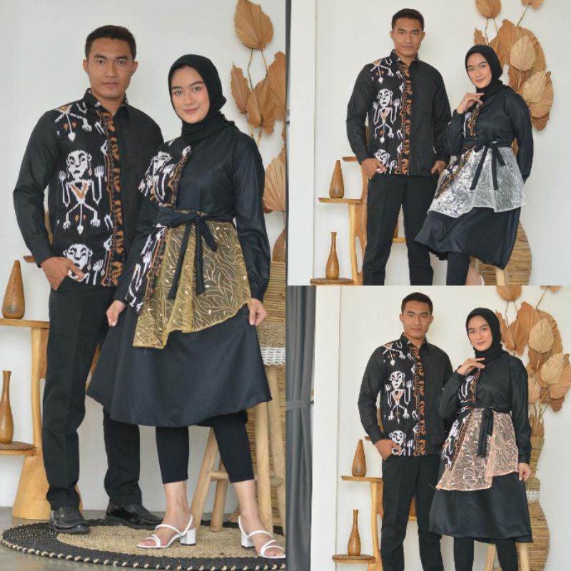 BATIK COUPLE DRESS MODERN TERBARU MIX BROKAT HALUS ADEM / COUPLE BATIK PASANGAN KEKINIAN / DRESS KON