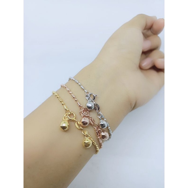 gelang kapsul ukir + 2bel/ gelang perak asli silver 925 lapis emas/ gelang fashion wanita