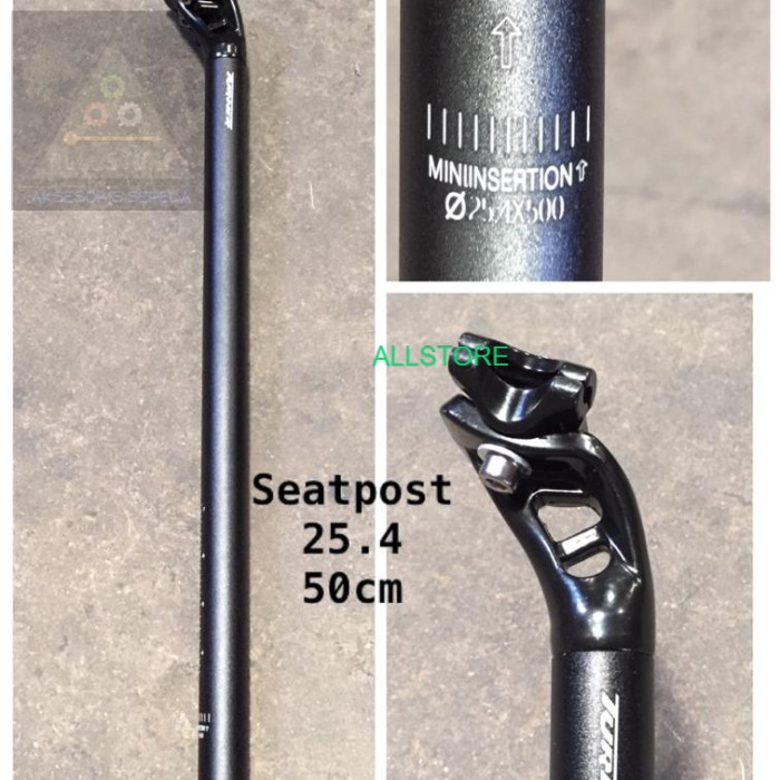 seatpost turner 25.4 sepeda minion panjang 500 mm 50 cm alluminium Hitam black