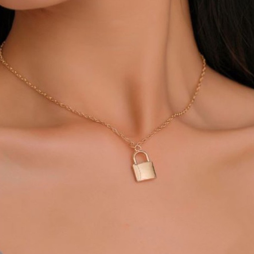 BAJ Kalung Wanita Gembok Kunci/ Kalung Rantai/ Necklace/ Kalung Titanium/ Fashion Wanita Retro Simple KL001