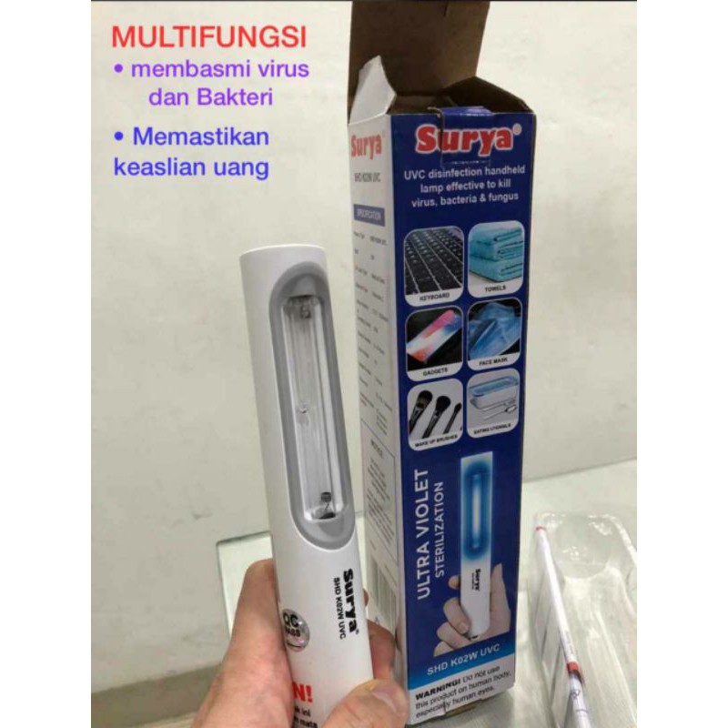 New Product!! Lampu Genggam Disinfektan UVC Surya SHD K02W efektif membunuh VIRUS, BAKTERI dan KUMAN