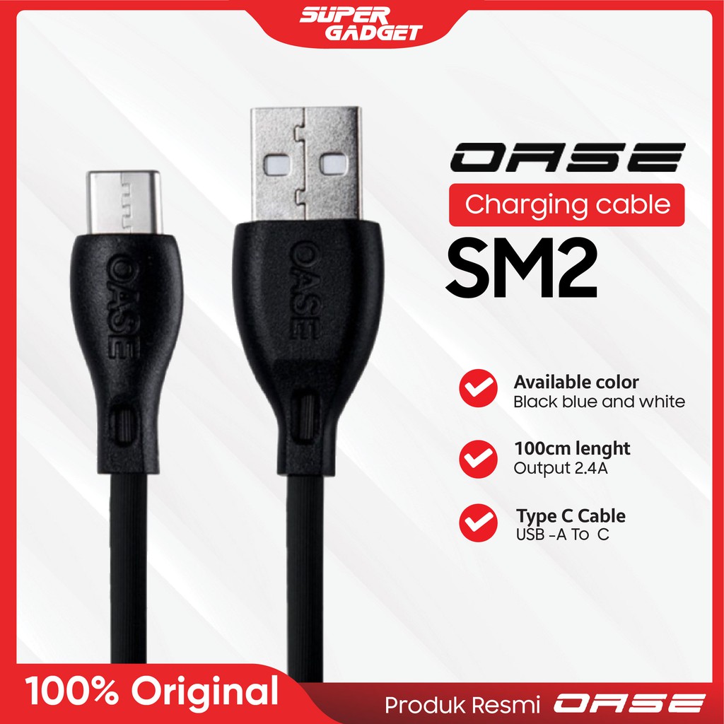 Kabel Data OASE SM2 Type C Cable Casan Charging Quick Charge Original Murah Garansi Resmi OPPO