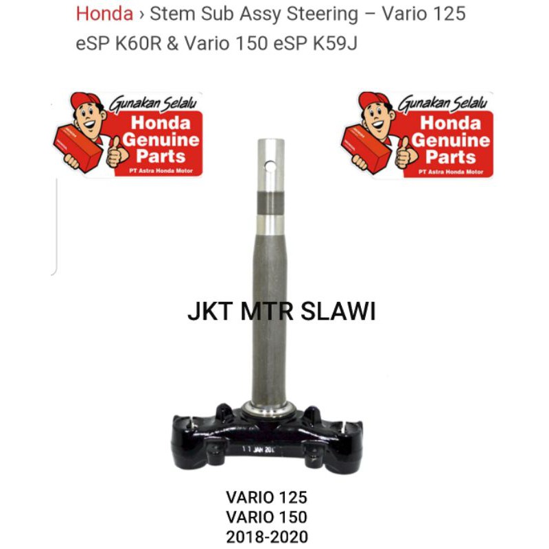 53219-K59-A70 stem sub assy segitiga stang segi T vario 150J atau keyless vario 125 2018-2020 ori honda ahm