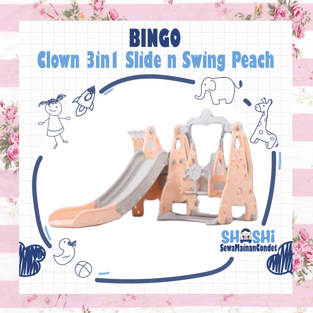 Sewa Bingo Clown 3in1 Slide n Swing Peach