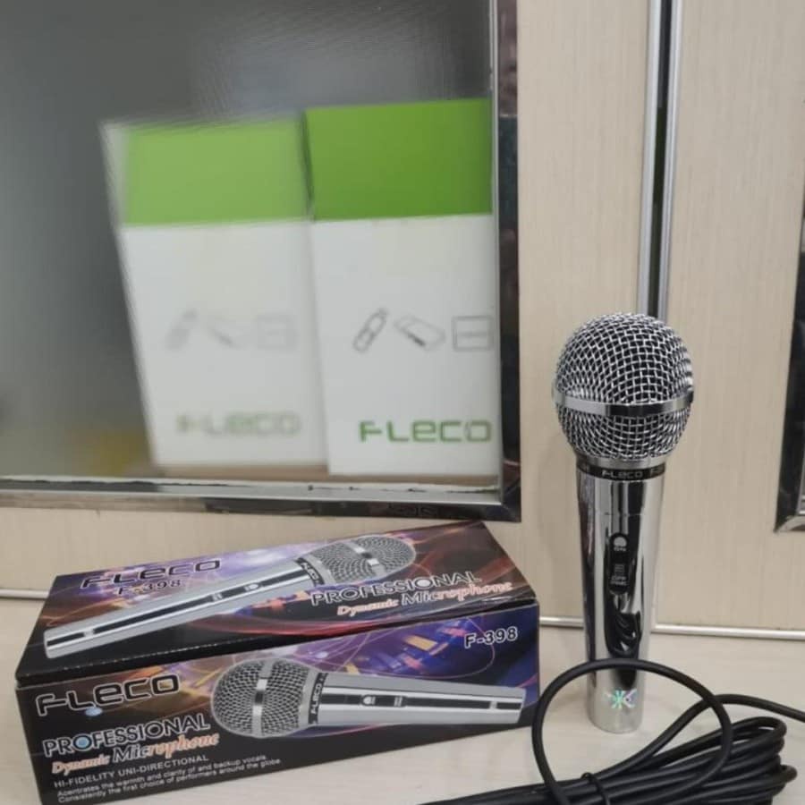 MICROPHONE KABEL FLECO F-398 ORIGINAL BODY ALUMIMUM MIC KARAOKE