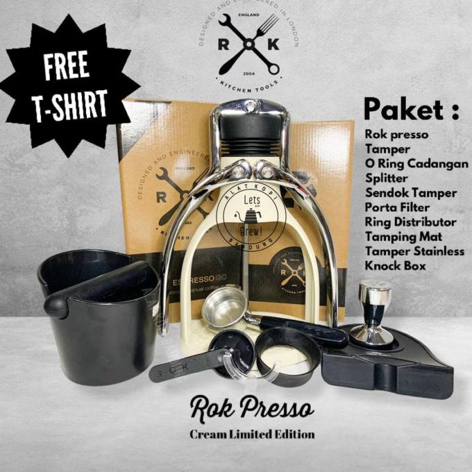 Kualitas Terbaik] Paket Rok Presso Gc / Rokpresso + Tamper + Tamping Mate + Knock Box - Abu-Abu
