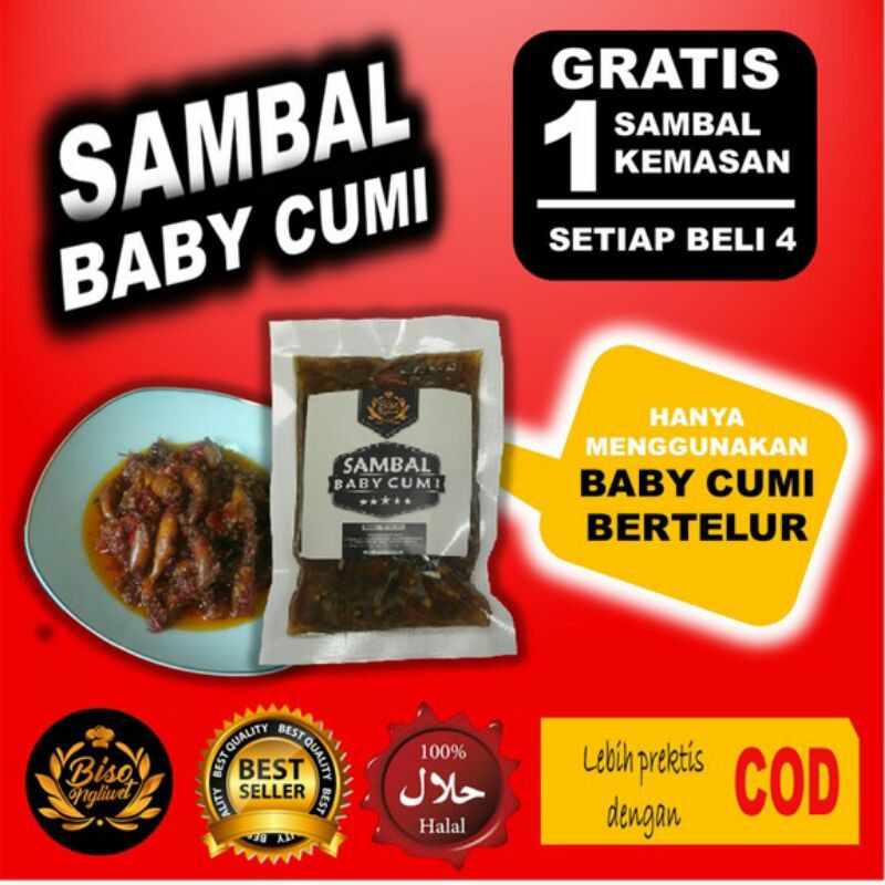 

PROMO !!!! SAMBAL BABY CUMI 150 gr BELI 4 GRATIS 1 BISO NGLIWET