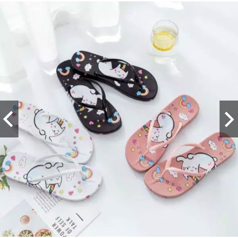 Dava Sandal Motif Kucing Pelangi Wanita Terbaru