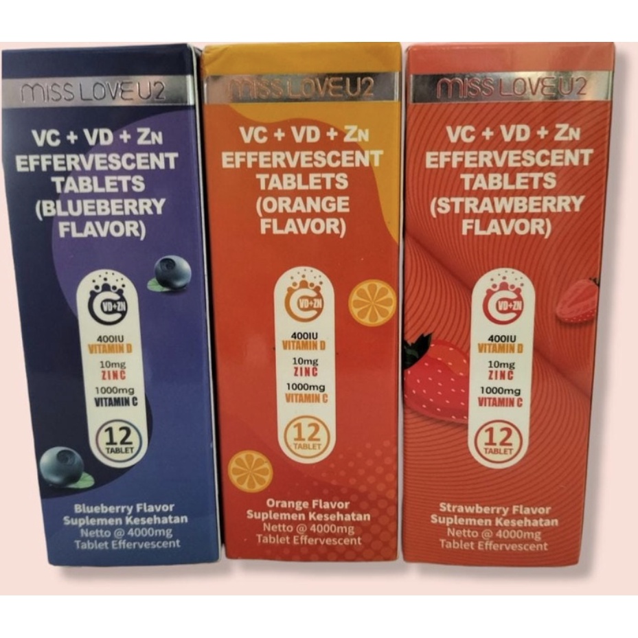 Miss Love U2 Tablet Effervescent Suplemen Kesehatan Vitamin C + Vitamin D + Zinc