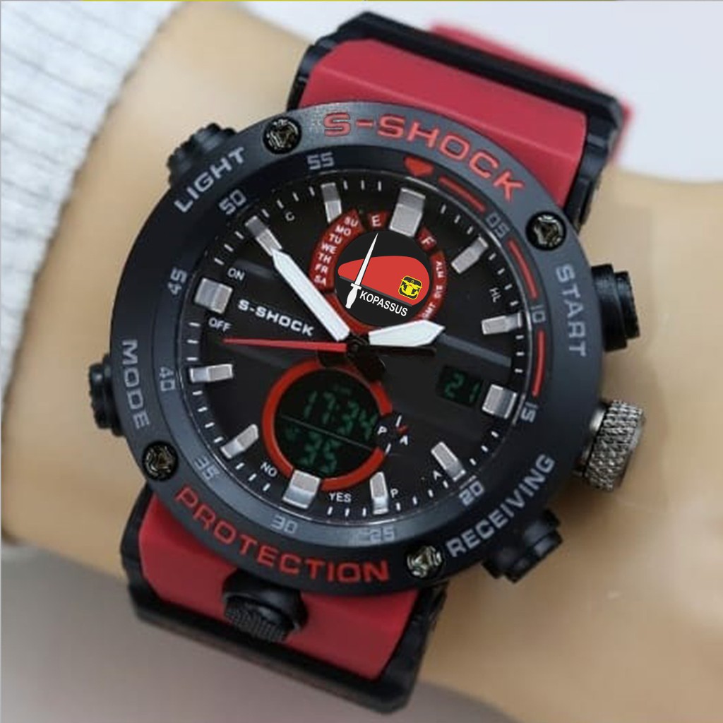 (EXCLUSIVE) Jam Tangan KOPASSUS motif 1 Double Time - Tali Merah